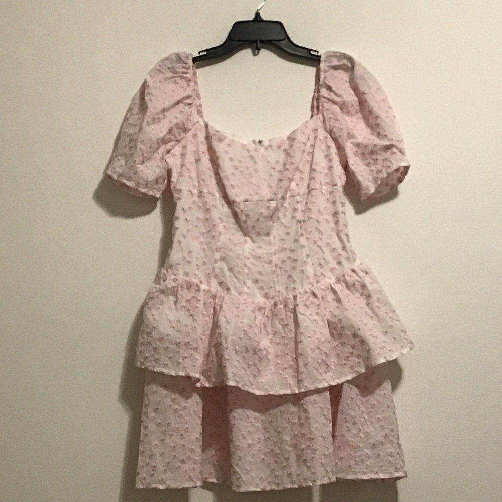 White dress with pink flowers